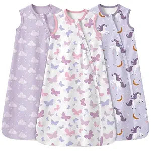 Yoofoss Baby Sleep Sack 6-12 Months 100% Organic Cotton Wearable Blanket for Babies 2-Way Zipper TOG 0.5 Infant Sleeping Sack 3 Pack, Soft Breathable