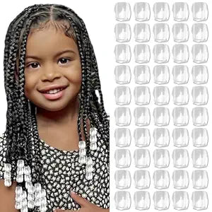 50PCS Clear Hair Beads for Braids Loc Jewelry Dreadlock Beads Accessories Cute Acrylic Bead Hair Decoration for Girls and Women