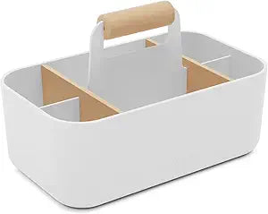 Lalo The Caddy - Modular Caddy Organizer with Handle and Removable Dividers - Portable Tote for Art Supplies, Diaper Storage, Bathroom - Coconut
