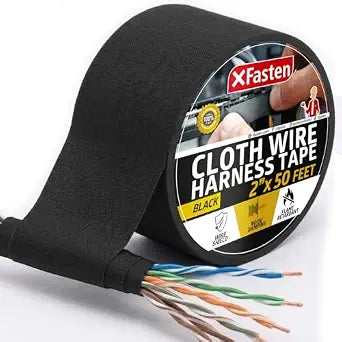 XFasten 2 Inch x 50 Feet High Heat Resistant Wire Loom Tape - Automotive Electrical Tape