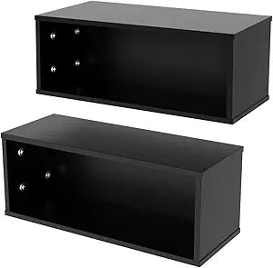 2 Sets Wooden CD Storage Rack Holder Shelf Cassette Tape Display Racks Organizer Shelf for Movie Cases, DVDs (Black)