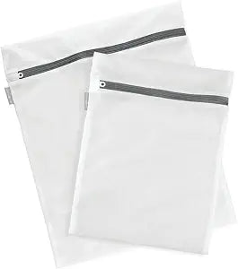iDesign Mesh Laundry Bags with Built in Zipper for Cleaning Delicates Set of 2, 1 Medium and 1 Large Bag, White
