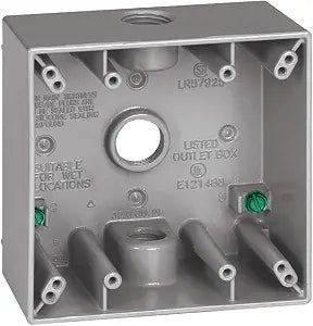 Sigma Engineered Solutions 14350 Weatherproof 1/2" 3 Hole 2-Gang Box, Gray