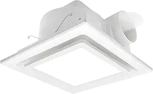 10" Ultra Quiet Bathroom Exhaust Fan with Light,6000K 12W Square LED Combo,0.7 Sones 117CFM,Ceiling Ventilation Fan,for Bathroom, Office, Home(9.5Inch Cutout)