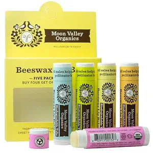 Moon Valley Organics Beeswax Lip Balm Variety Pack, 5-Pack