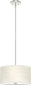 Hunter - Solhaven 3-light Bleached Alder, Medium Size Pendant Light, Dimmable, Modern Style, Drum Shaped, for Bedrooms, Kitchens, Dining, Living Rooms - 19380