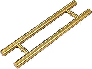 24-inch/304 Stainless Steel Sliding Barn Door Handle, H-Shaped Commercial Push-Pull Glass Long Door Handle Double-SidedModern Shower Door Handle,Gold (Gold, 24inch/60cm)