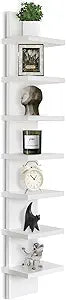 Homaterial Small 7 Tier Vertical Wall Shelf for Home Decor & Makeup Vanity - White Narrow Display Storage Shelf for Small Spaces, Decorative Vanity Shelf