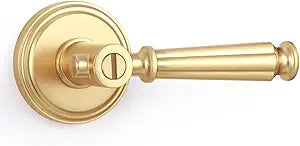 Gold Privacy Door Handle, Interior Bedroom Bathroom Keyless Door Lever Brushed Gold Privacy Door Handles, Aluminium Alloy Handle Lever, 2 Pack