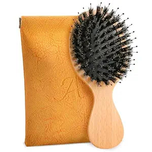 Mini Hair Brush, Travel Small Boar Bristle Hair Brush for Women Gift