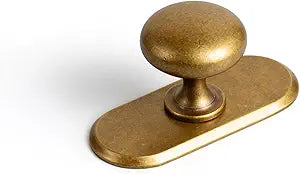 Antique Brass Zinc Alloy Cabinet Knob with Backplate - Single Hole Center Cabinet Pull Hardware for Bedroom, Kitchen, 6 PackG021