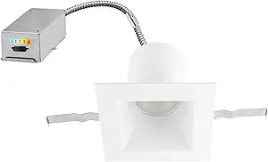 WAC Lighting Blaze 6in LED Square Recessed Light with Remodel Housing Frame-in Kit 5-CCT Selectable 25W 2,500 Lumens IC-Rated Airtight 120V-277V Universal in White