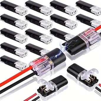 30pcs Double-Wire Plug-in Connector with Locking Buckle, Quick-Clip Fasteners Multi-Purpose Snap-On Blocks for Strip Lights DIY Crafting, Low-Voltage Decor & Model Kits, No-Tool Plastic Connectors
