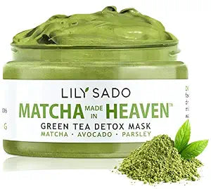 LILY SADO MATCHA MADE IN HEAVEN™ Green Tea Matcha & Avocado Face Mask - Natural Organic Vegan Facial Mask - Anti-Aging Antioxidant Defense Against Acne, Blackheads & Wrinkles – For All Skin Types