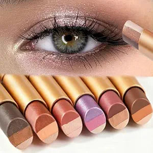 6 Colors Dual 3-Color Gradient Eyeshadow Stick,Metallic Cream Eye Shadow