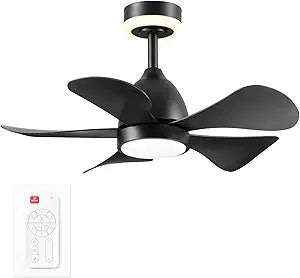 GLOBE Electric 37000106 30" Ceiling Fan with LED Light, Nightlight, Remote Control, WhisperQuiet DC Motor, 6 Speeds, Matte Black