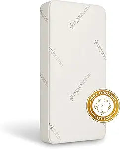Crib & Toddler Mattress, 100% Organic Cotton Cover, Breathable, Premium Foam Interior, 5 Thickness Firm, Fits Any Standard Size Baby Crib & Toddler Bed