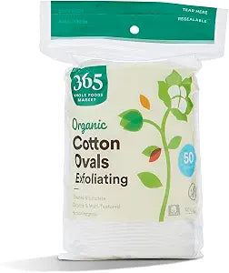 365 by Whole Foods Market, Organic Cotton Ovals, Exfoliating, 50 Count
