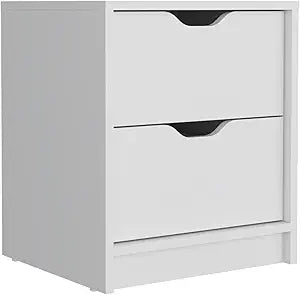 Tuhome Basilea 2-Drawer Nightstand with Spacious Storage, Modern Bedside Table with Smooth Pull-Out Drawers and Wide Top Surface, Functional Bedroom Organizer Designed for Comfort, Style, and E