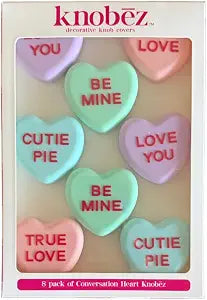 Knobz 8pk Decorative Knob Covers - Valentine Conversation Hearts Decor