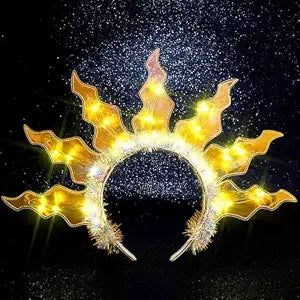 Zoestar Light Up Sun Goddess Headband LED Flame Crown Hair Accessories