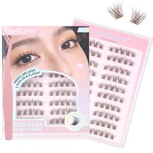 Natural Brown Self-Adhesive Cluster Eyelash Extension,Glue-Free