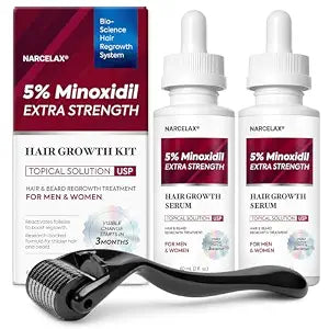 5% Minoxidil Hair Growth Kit for Men and Women: Extra Strength Minoxidil Beard Regrowth Treatment Serum with Biotin for Thinning Hair Loss to Grow Thicker Fuller 60ml