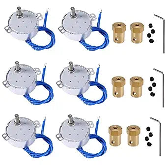6PCS Turntable Motor Synchronous Synchron Motor 50/60Hz AC 100~127V CCW/CW 4W 5-6RPM/MIN CCW/CW with 7mm Flexible Coupling Connector for Cup Turner,Hand-Made, School Project, Model (5-6RPM)