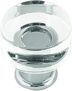 Hickory Hardware 10 Pack Solid Core Kitchen Cabinet Knobs, Luxury Cabinet and Dresser Knobs, Handle Pulls for Doors & Drawers, 1 Inch, Crysacrylic with Chrome, Midway Collection