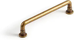Goo-Ki Antique Brass Cabinet Pulls, 5 Inch Vintage Industrial Zinc Alloy Drawer Handles with Decorative Screw Detail, Heavy Duty Hardware for Kitchen Cabinets, Bathroom Vanity, and Dresser (6 Pack)