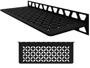 Schluter Rectangular Wall Shelf for Homeowners and Renovators - Suitable for Showers and Kitchens - 11-13/16" Length, Floral Design, Aluminum Material, Matte Black Finish - SWS1D5MGS