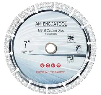 7 Inch Metal Cutting Diamond Blade, 180mm Cut Off Wheel 7/8"-5/8" Arbor for Cast Iron Rebar Carbide Stainless Steel(Not for Soft Metal)