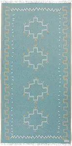 Sand Cloud Turkish Beach Towel - Sand Resistant - Fast Drying -100% Certified Organic Turkish Cotton Yarn - Great for Beach Bath or as a Blanket - As Seen on Shark Tank - Moroccan (Teal)