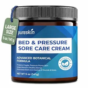 PURESKIN Bed Sore Cream Fast-Healing: Pressure Sore Treatment and Barrier for Elderly, Bedridden & Wheelchair Users ��� Natural Soothing Formula for Sensitive Skin ��� Large 5 oz Size