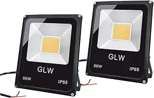 50W LED Landscape Lights 12-24V DC Warm White Flood Lights Low Voltage Landscape Lighting IP65 Waterproof Security Light for Walls Trees Flags Outdoor Spotlights with Spike Stand(2 Pack)