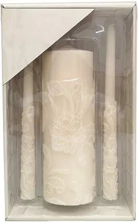 Hosley 11.50 Inch High Cream Wedding Unity Candle Set Includes 1 Pillar and 2 Taper Candles Great for Weddings as Well as Special Events and Emergency Lighting or for Reiki Spa Meditation