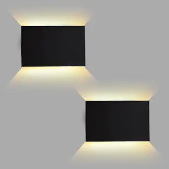 FUDESY LED Wall Sconce, 12W Up Down Outdoor Indoor Lights, Black, 2 Pack