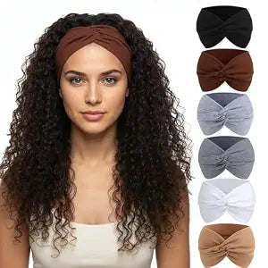 obeoby 6 Pack Wide Turban Headbands for Women, Non-Slip, 6 Inch