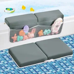 Baby Bath Kneeler and Elbow Rest Pad Set,Bath Kneeling Pad Thick Soft Quick Dry Bathtub Mat for Bathing Time,Baby Essentials Memory Foam with Toys Organizer Gifts for Parents,Dark Grey