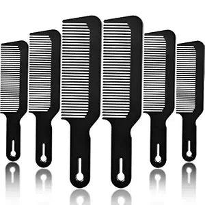 Boao 6 Pack Black Heat Resistant Flat Top Hair Combs, 9 Inch Clipper Comb