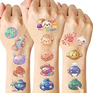 180PCS Squishy Temporary Tattoos, Squishy Birthday Decorations, 60 Styles