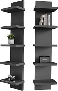 5 Tier Wall Shelf Unit, Black Versatile Lack Wall Shelf, Display Floating Shelves for Bedroom Bathroom Home Decor Organizer