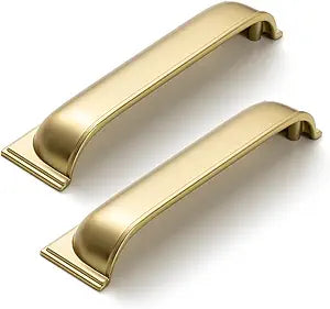 Goo-Ki 6 Pack Champagne Bronze Cup Pulls for Cabinet Kitchen Zinc Alloy Hardware,5 Inch Hole Center Channing Bin Cup Drawer Pull Handles