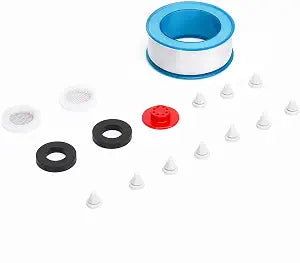 Shower Head Replace Parts - Teflon Tape+Red Flow Restrictor +2 Mesh Screen Black Rubber Filter Gaskets +10 Silicone Nozzles +2 Black Rubber Washers For Showerhead Replacement