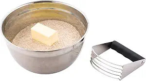 Restaurantware Pastry Tek 4.7 Inch x 4 Inch Pastry Cutter 1 With Black Plastic Handle Dough Blender - Heavy Duty Blades Dishwasher-Safe Stainless Steel Pastry Blender Non-Slip For Baking