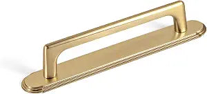 Goo-Ki Champgne Bronze Cabinet Pulls with Backplate, 5''(128MM) Hole Centers Zinc Alloy Cabinet Handle, 2 Pack