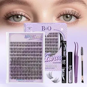 B&Q Natural Lash Clusters Kit, Wispy Invisible Band for Daily Wear, 132PCS