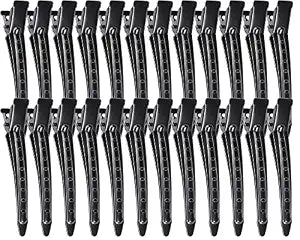 YGDZ Duck Billed Clips, 30pcs 3.5 inch Metal Alligator Hair Clips with Holes, Hair Clips for Styling Sectioning, Hair Coloring, Pin Curl Clips for Hair Roller, Black