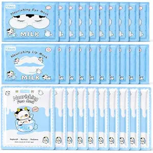 Milk Face Mask & Eye Mask & Lip Mask, Skin Care for Kids Teens, 30PCS