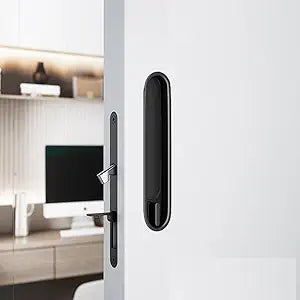 Hoconnie Pocket Door Handle Lock with Edge Pull, Privacy Sliding Door Lock, Recessed Sliding Door Hardware for 1 1/2- 1015/16 Thickness Door (Matte Black)